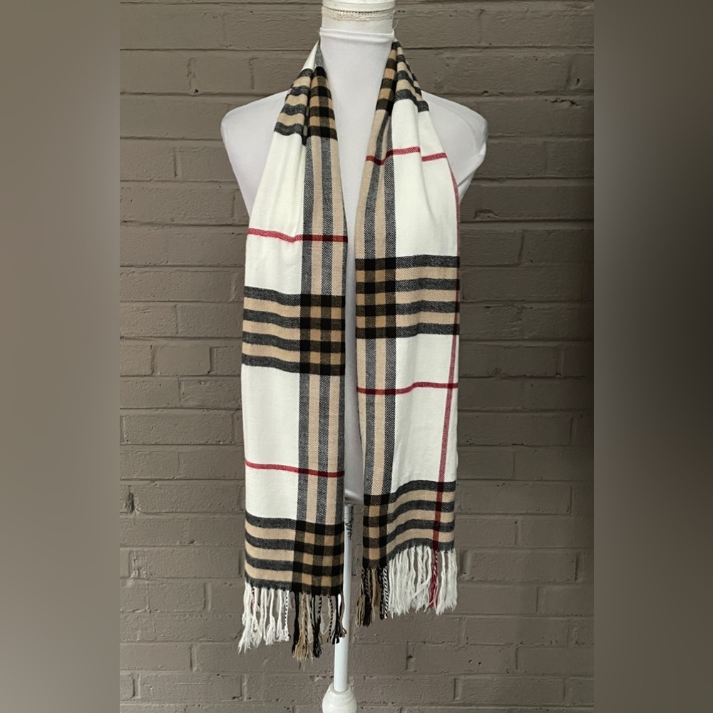 Plaid Cashmere Blend Scarf